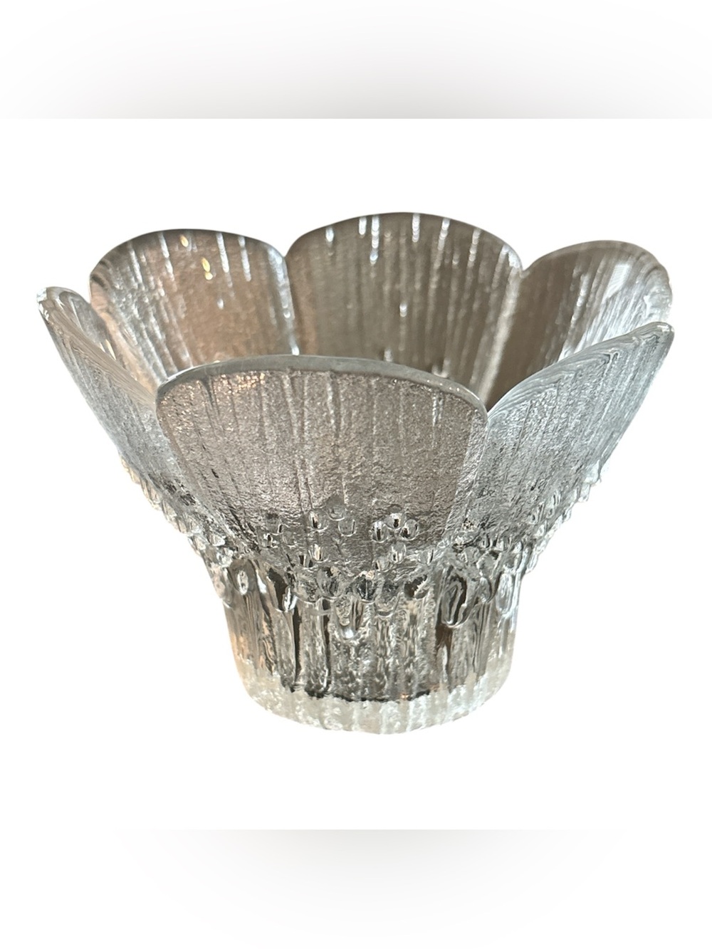 Vintage Iittala Miranda Clear Glass Votive Holder Bowl Heikki Orvola Finland